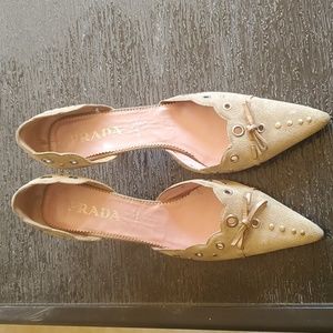 PRADA Suede Pumps Kitten Heel Moss Olive Green sz EU 40